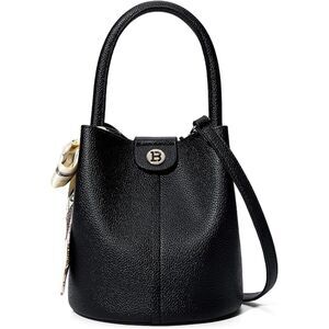 Women Black Imported PU Leather Fashion Cross Body Purse Bucket Shoulder Bag